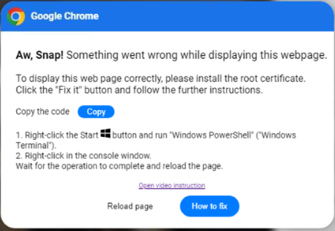 Google Chrome Scam Error Alerts