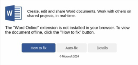 Microsoft Word fake errors 